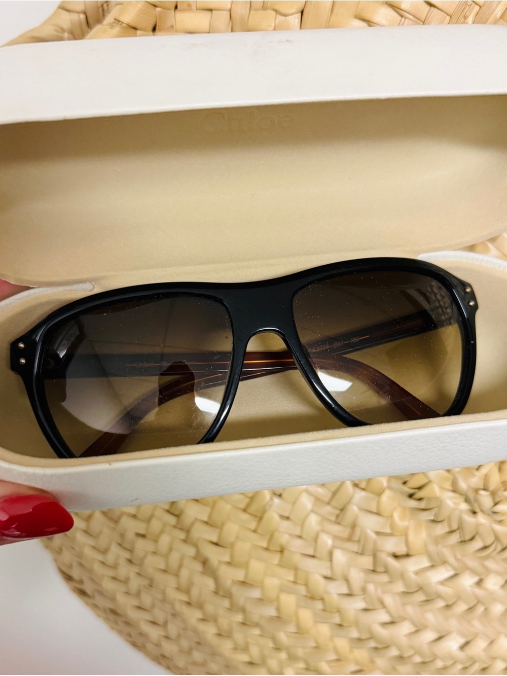 Chloe Sunglasses black & tortoise with leather case